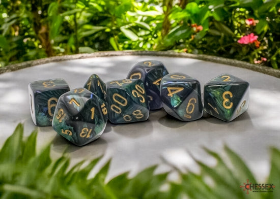 7-die Set MEGA-hedral Scarab Jade/Gold
