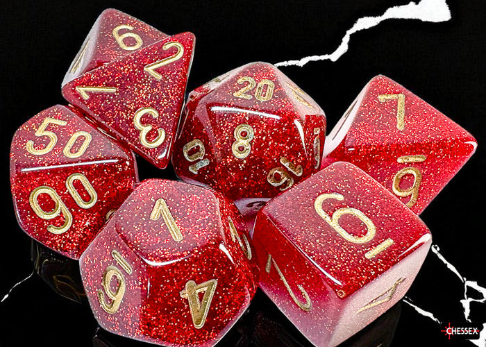 7-die Set MEGA-hedral Glitter Ruby/Gold
