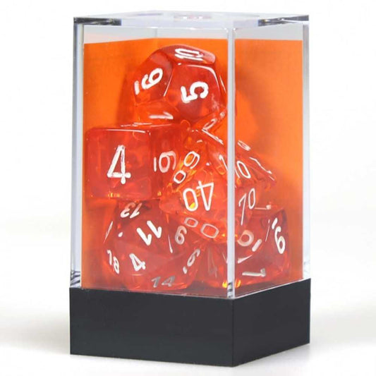 7-die Set Polyhedral Translucent Orange/White