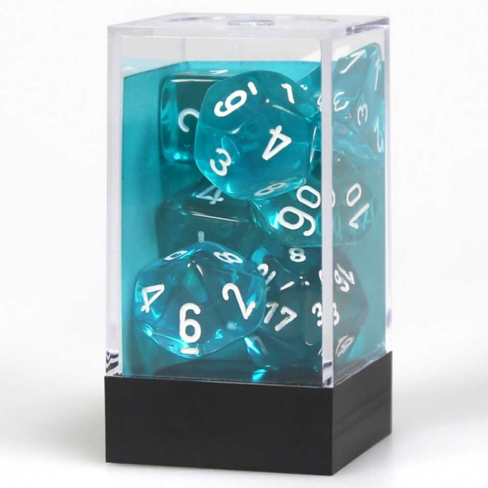 7-die Set Polyhedral Translucent Teal/White